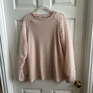 Blush Pink Textured Sleeve Blouse